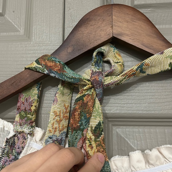 CIDER Jacquard Floral Halter Corset Top - Picture 6 of 12